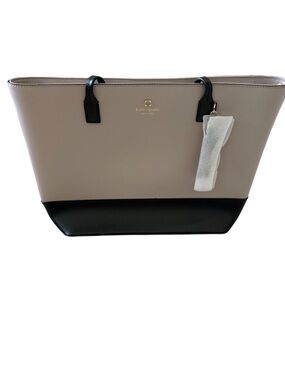 kate spade Neutral Beige and Black Leather Tote- NWT